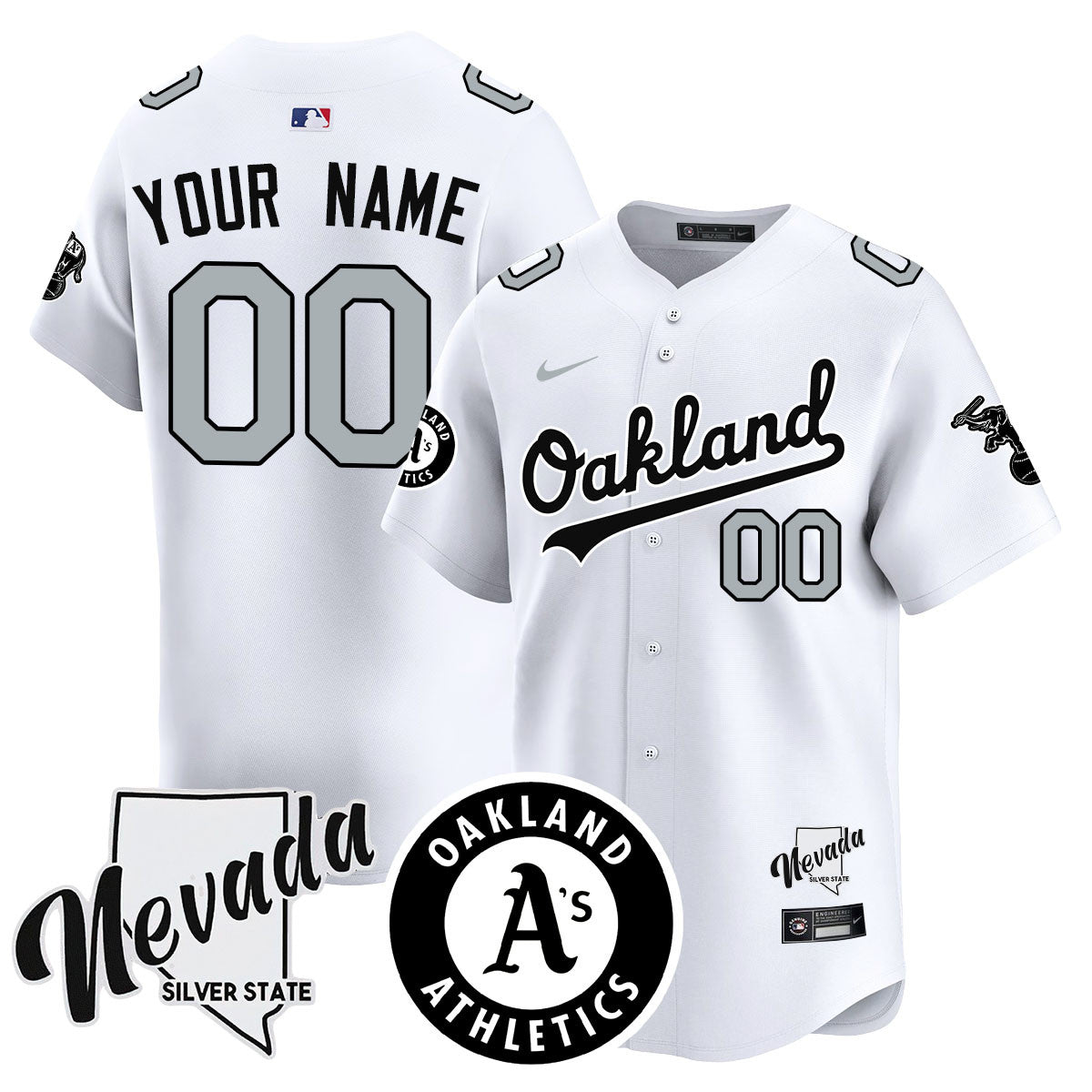 Custom Athletics Black Silver 2024 Jersey - All Stitched