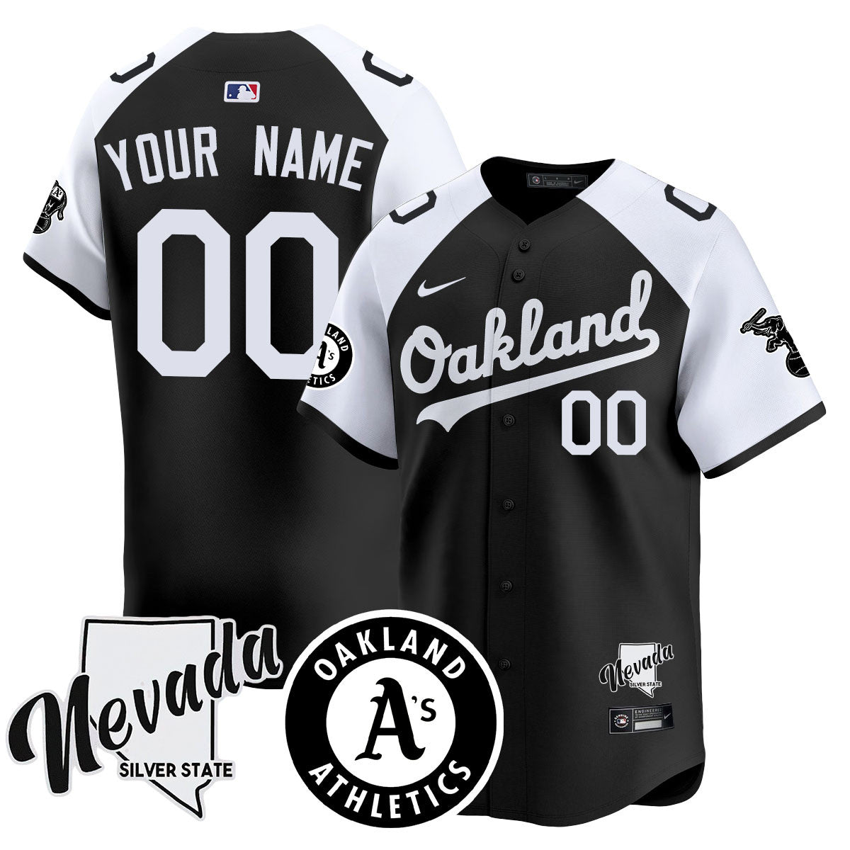 Custom Athletics Black Silver 2024 Jersey - All Stitched