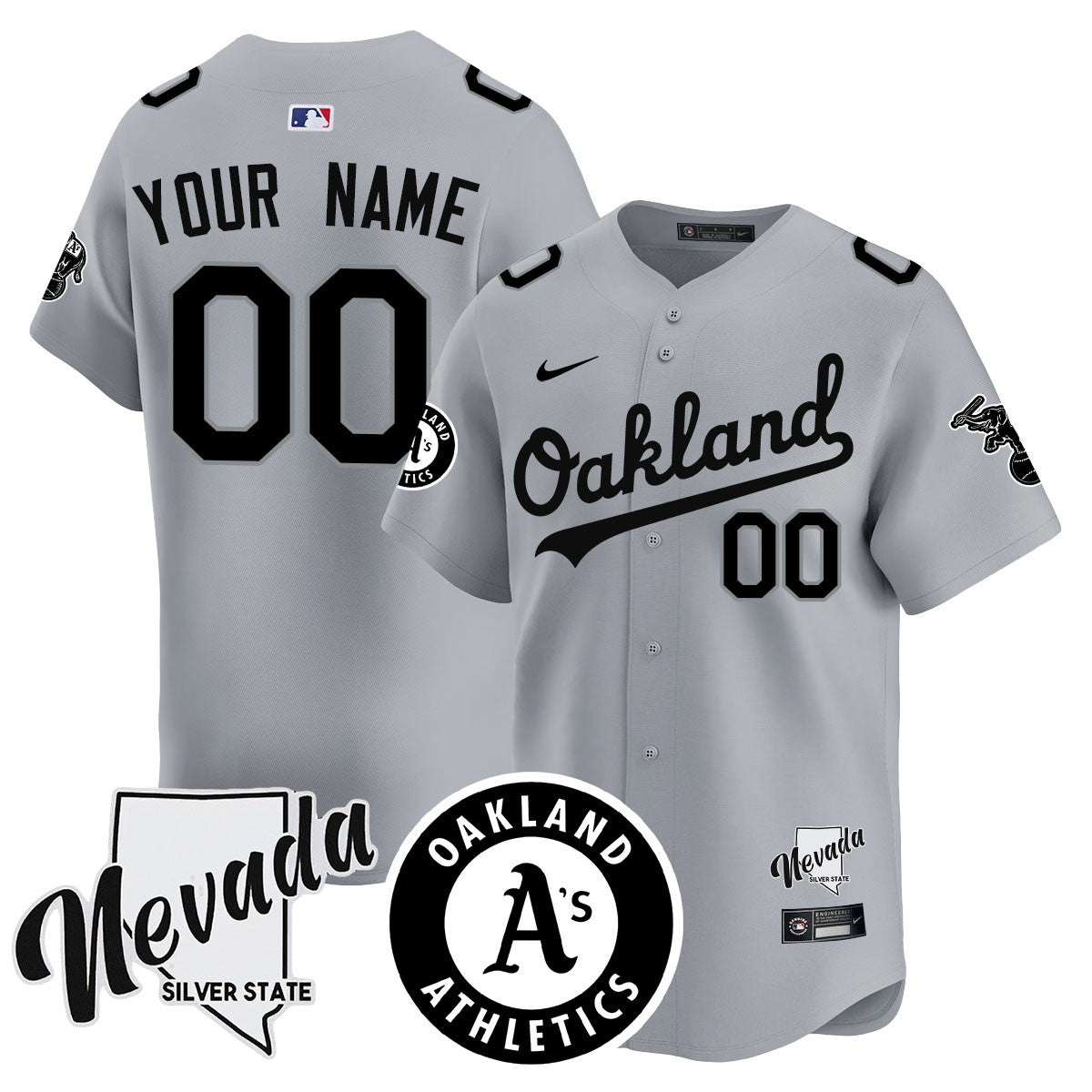 Custom Athletics Black Silver 2024 Jersey - All Stitched