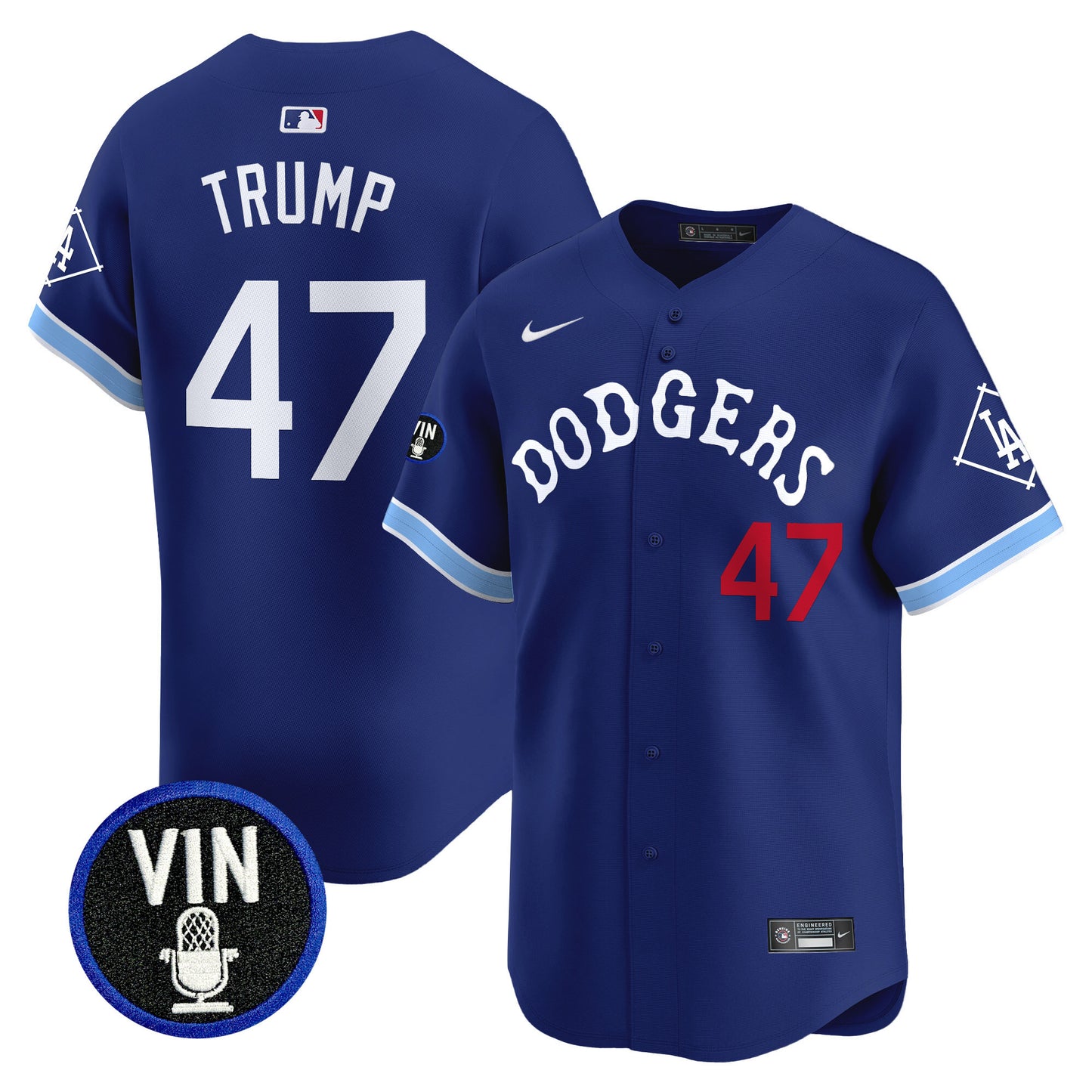 Dodgers Tribute Vin Scully Patch Vapor Premier Limited Jersey - All Stitched