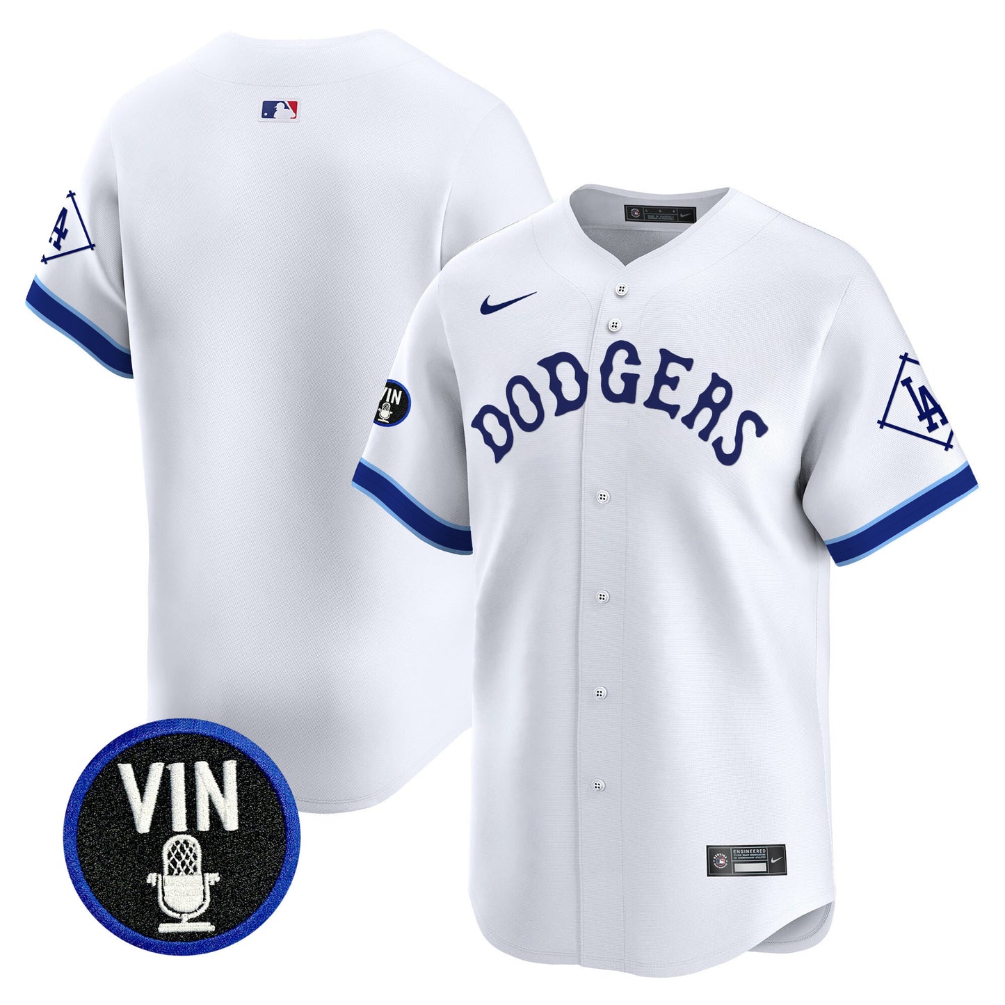 Dodgers Tribute Vin Scully Patch Vapor Premier Limited Jersey - All Stitched