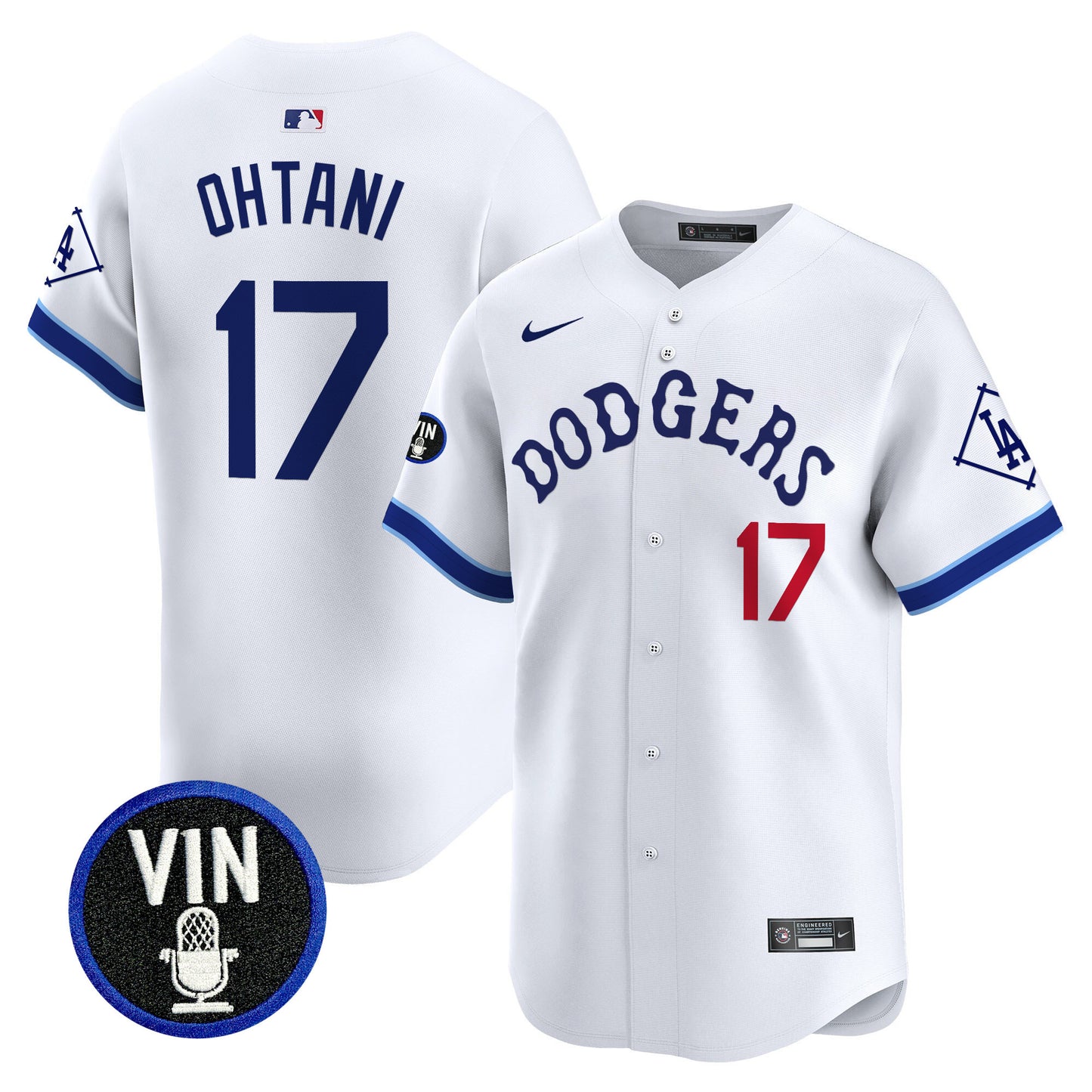 Dodgers Tribute Vin Scully Patch Vapor Premier Limited Jersey - All Stitched