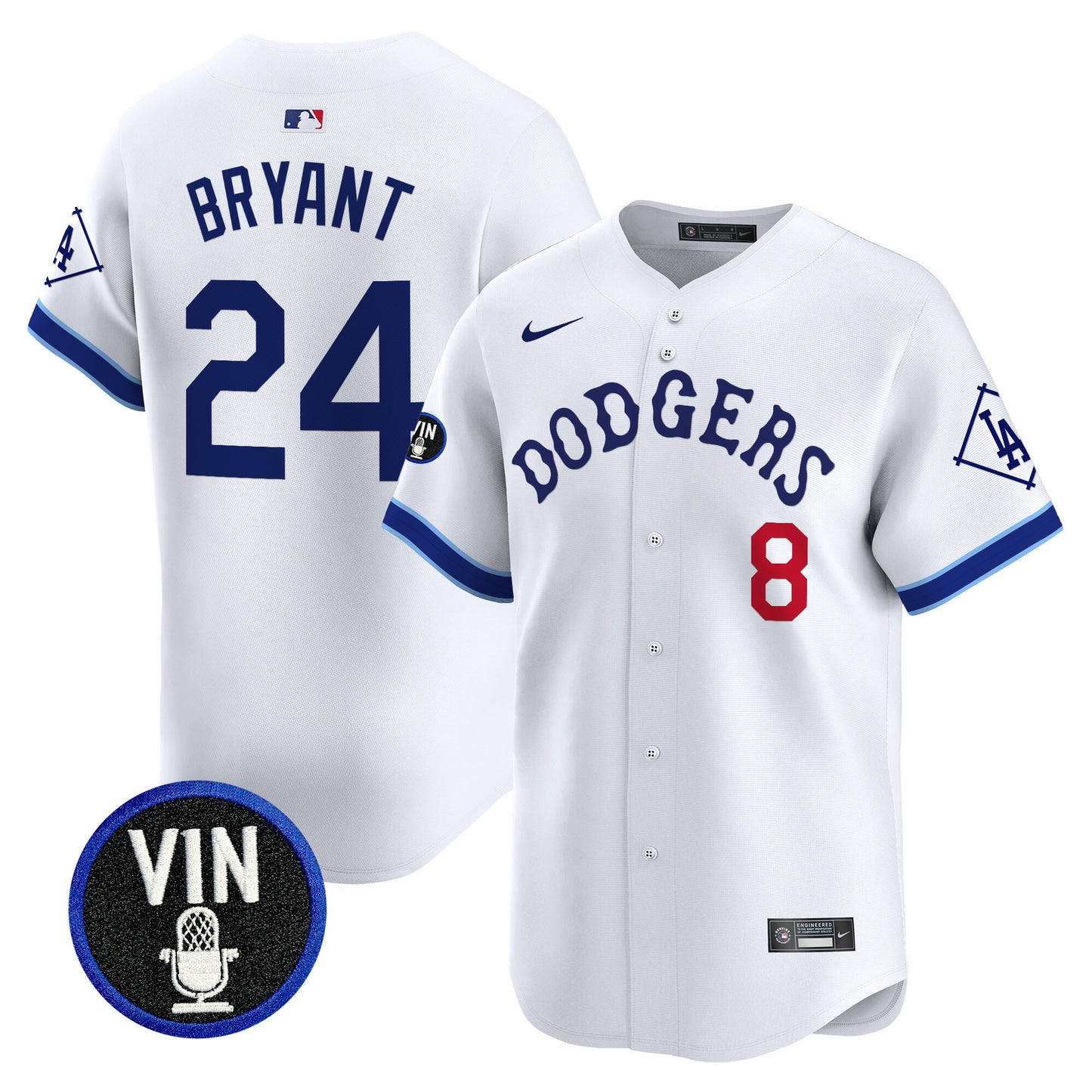 Dodgers Tribute Vin Scully Patch Vapor Premier Limited Jersey - All Stitched