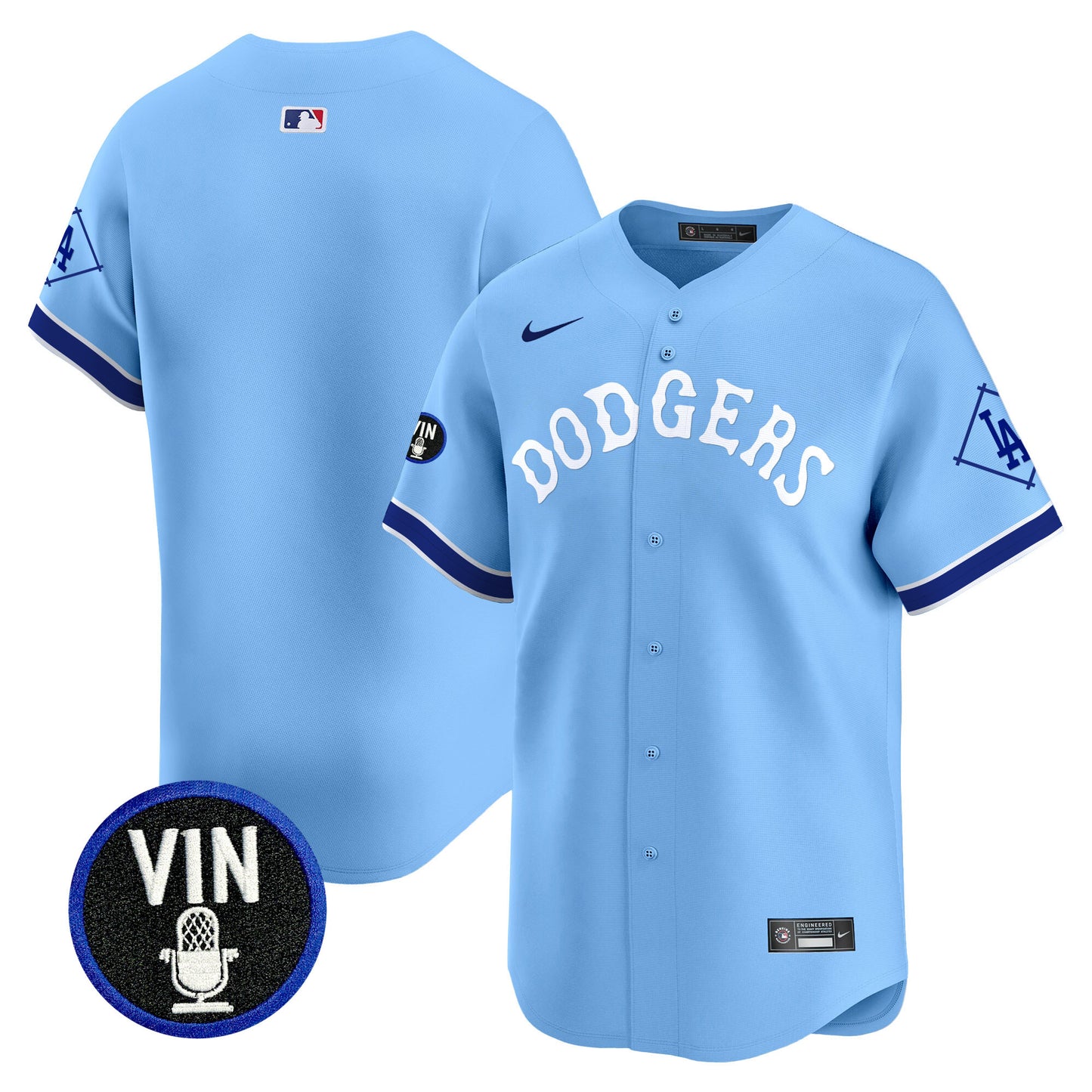 Dodgers Tribute Vin Scully Patch Vapor Premier Limited Jersey - All Stitched