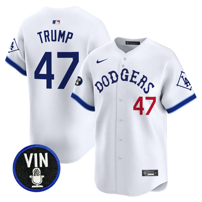 Dodgers Tribute Vin Scully Patch Vapor Premier Limited Jersey - All Stitched