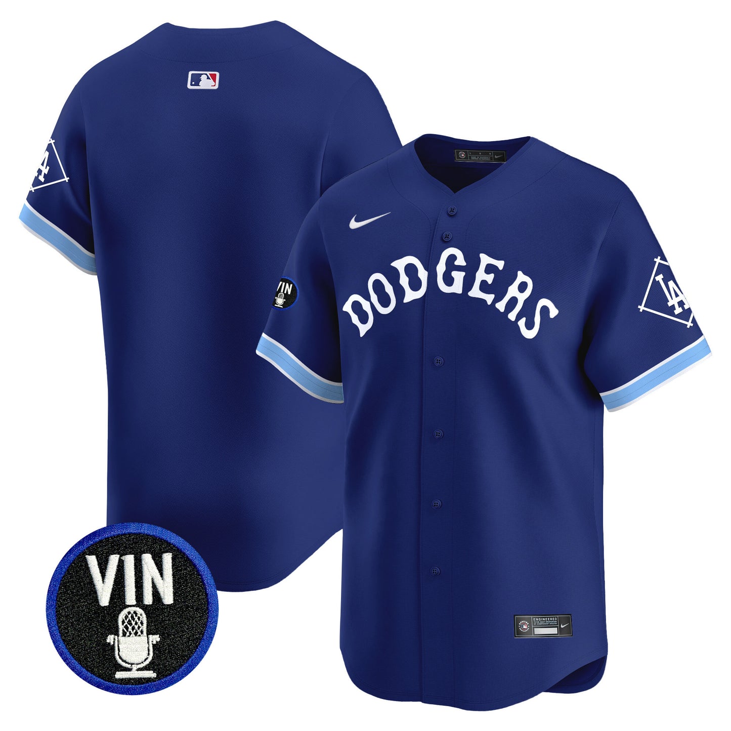 Dodgers Tribute Vin Scully Patch Vapor Premier Limited Jersey - All Stitched