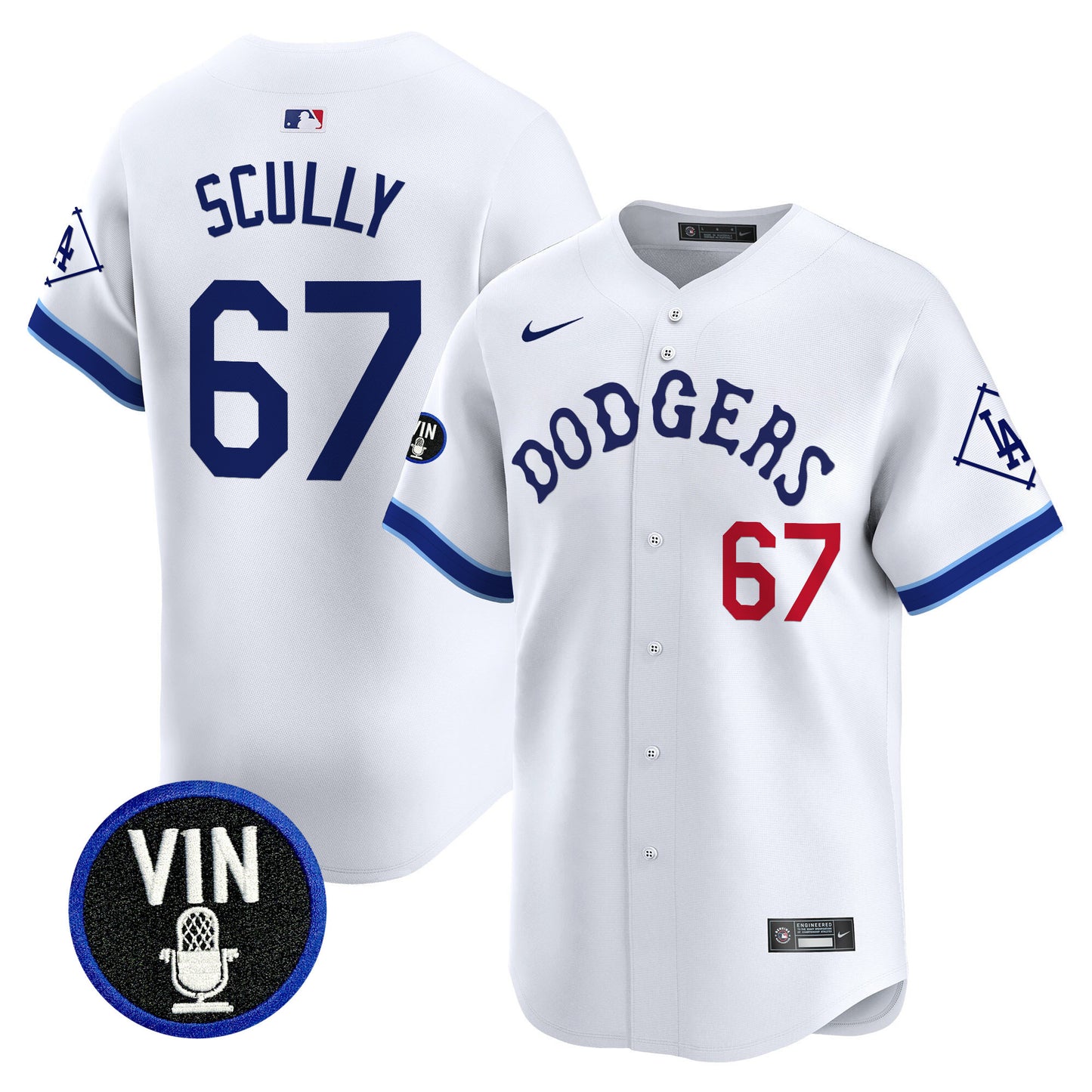 Dodgers Tribute Vin Scully Patch Vapor Premier Limited Jersey - All Stitched