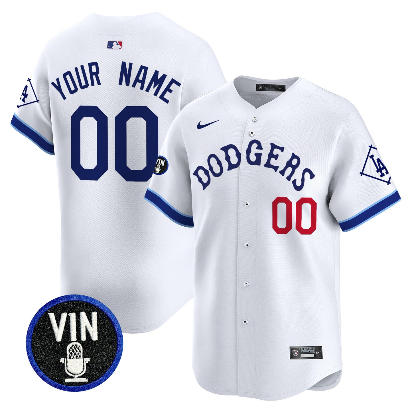 Dodgers Tribute Vin Scully Patch Vapor Premier Limited Custom Jersey - All Stitched