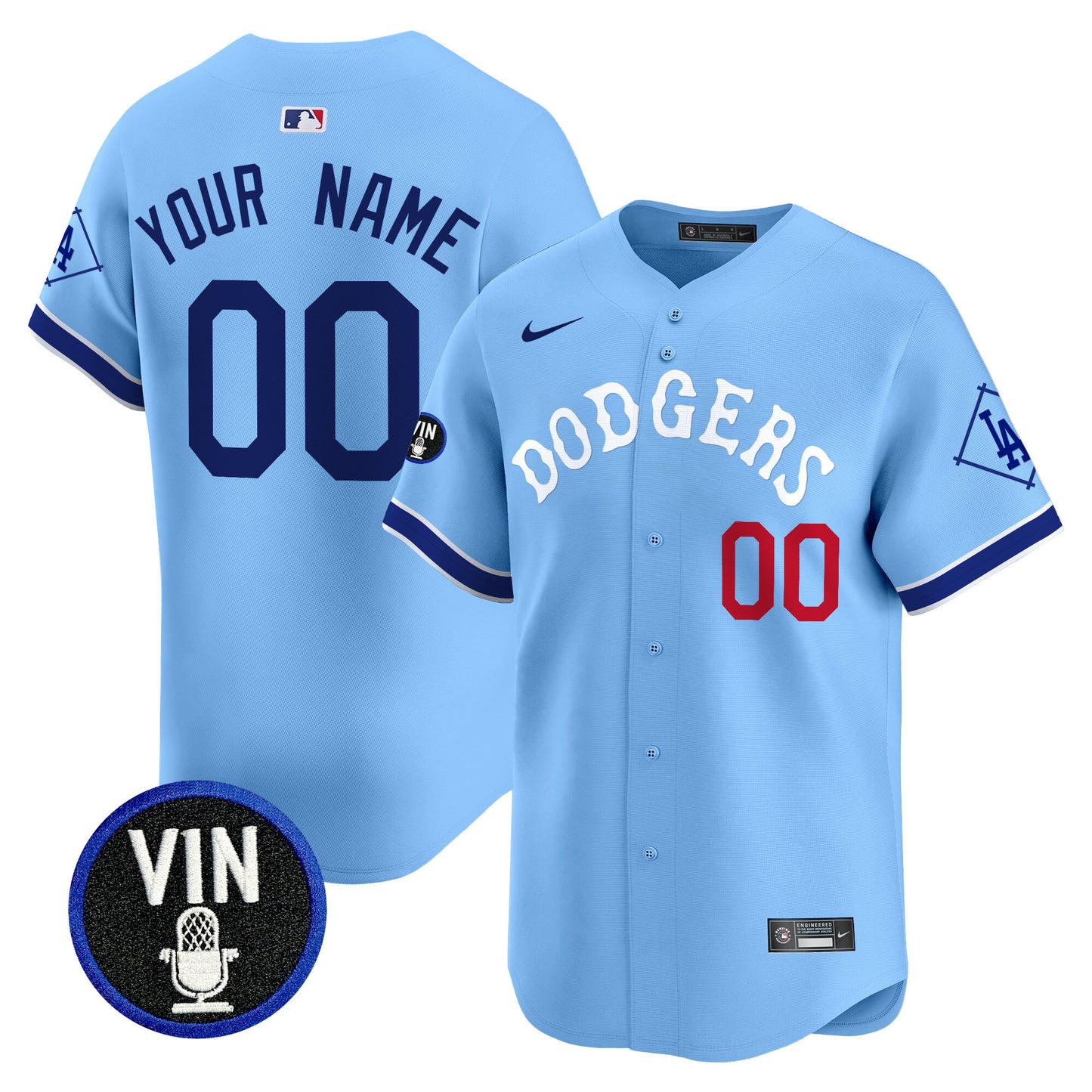 Dodgers Tribute Vin Scully Patch Vapor Premier Limited Custom Jersey - All Stitched