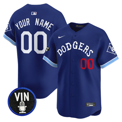 Dodgers Tribute Vin Scully Patch Vapor Premier Limited Custom Jersey - All Stitched