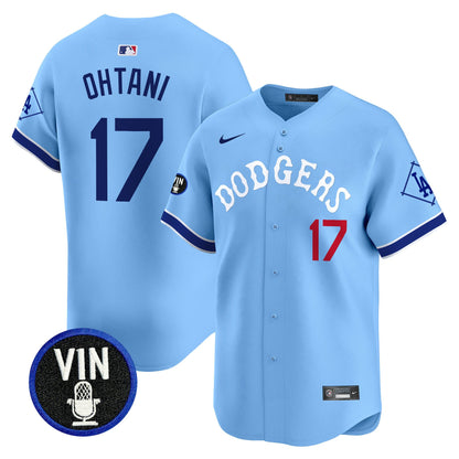 Dodgers Tribute Vin Scully Patch Vapor Premier Limited Jersey - All Stitched