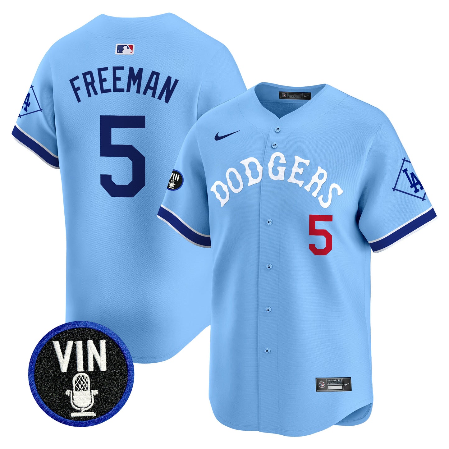 Dodgers Tribute Vin Scully Patch Vapor Premier Limited Jersey - All Stitched