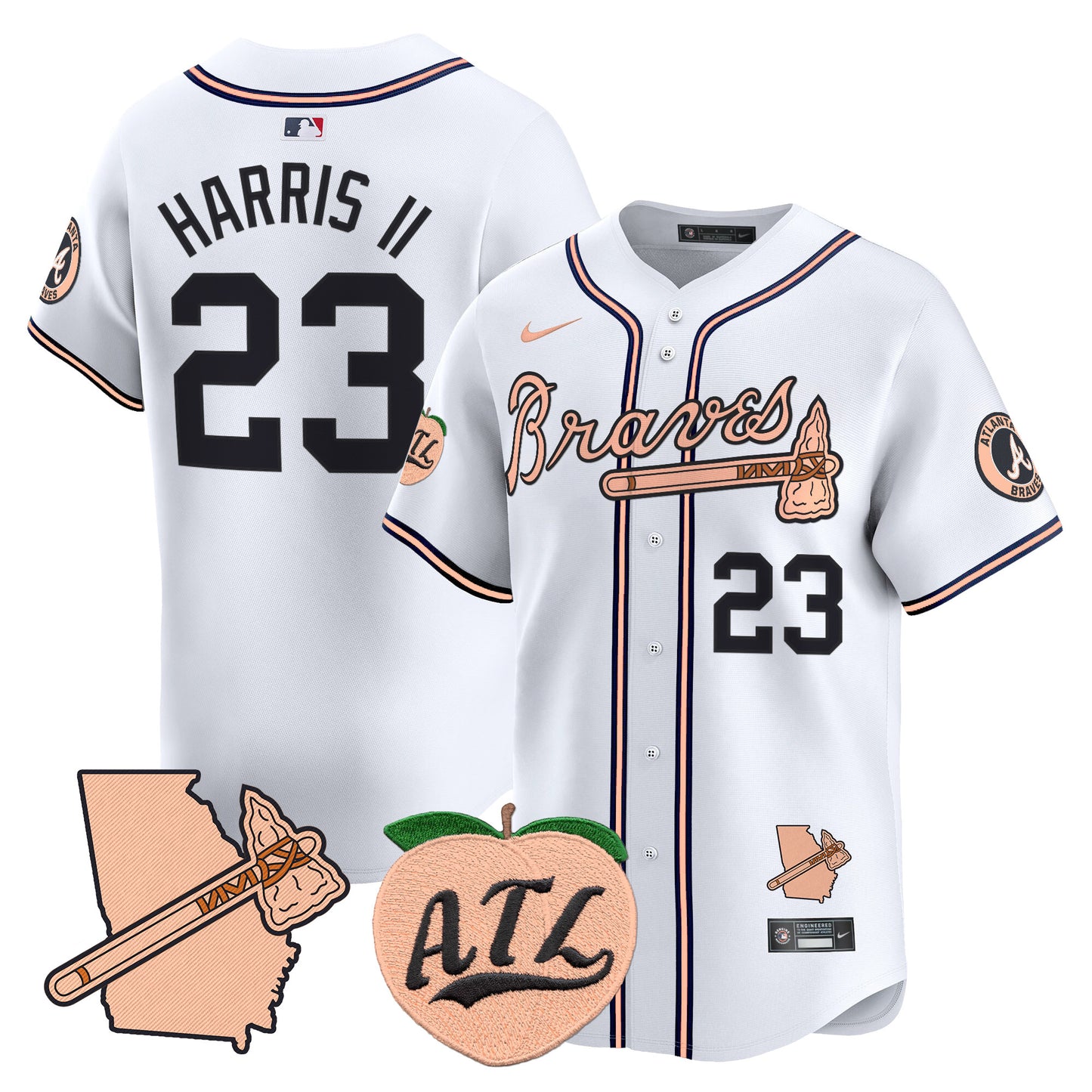 Atlanta Braves Peach Vapor Premier Limited Jersey - All Stitched