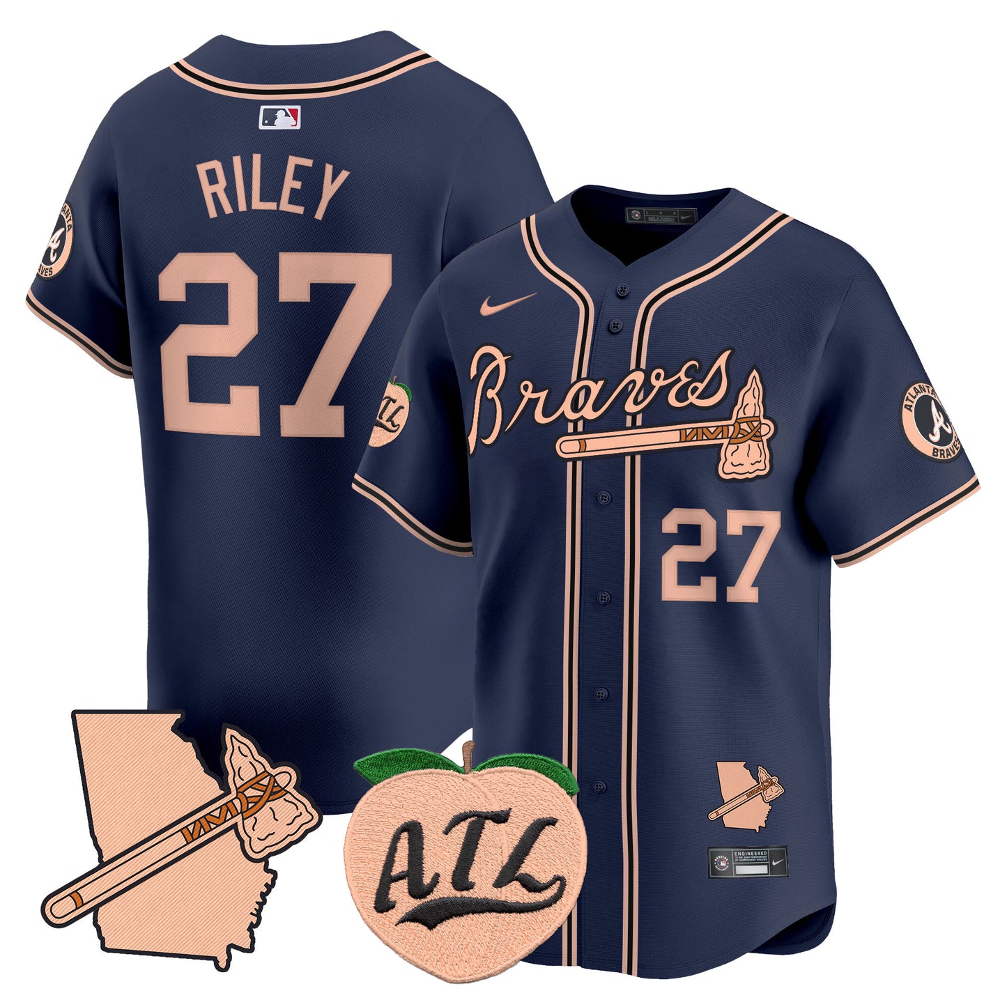 Atlanta Braves Peach Vapor Premier Limited Jersey - All Stitched