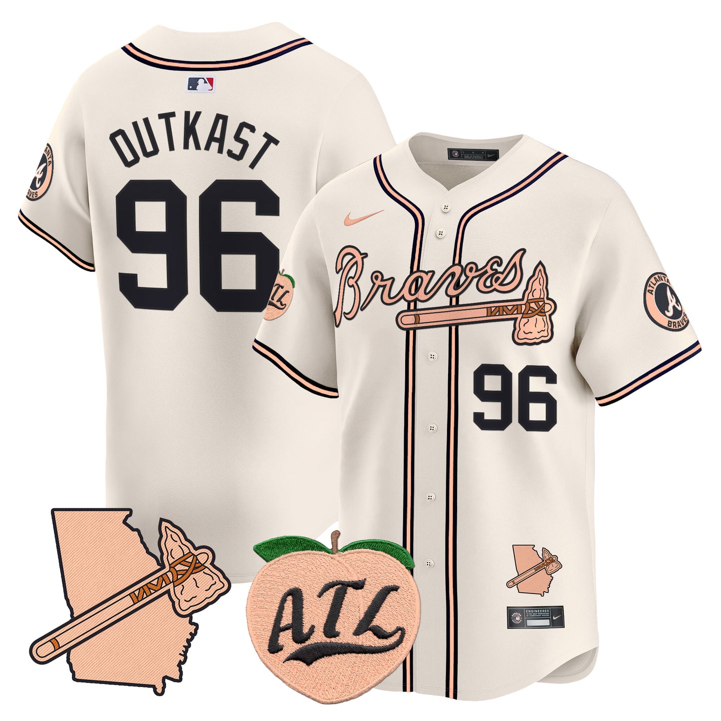 Atlanta Braves Peach Vapor Premier Limited Jersey - All Stitched