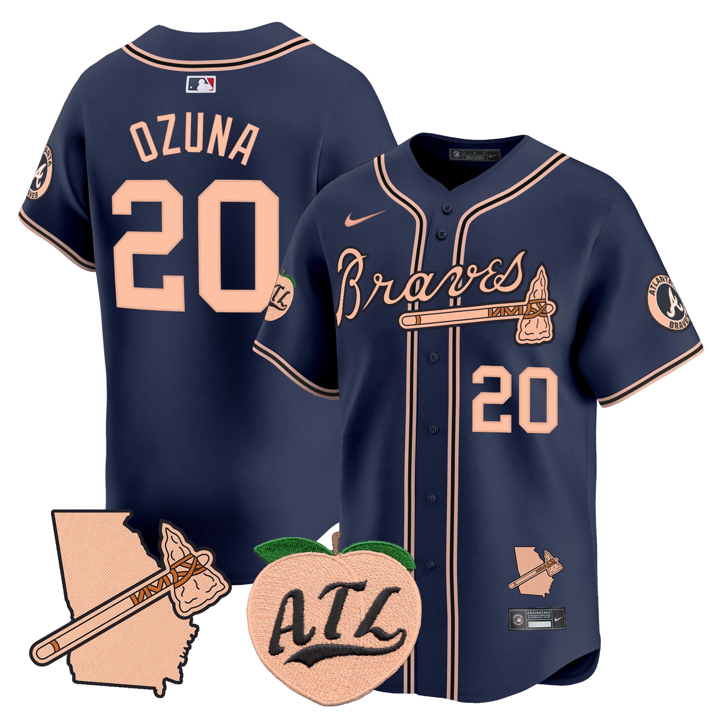 Atlanta Braves Peach Vapor Premier Limited Jersey - All Stitched