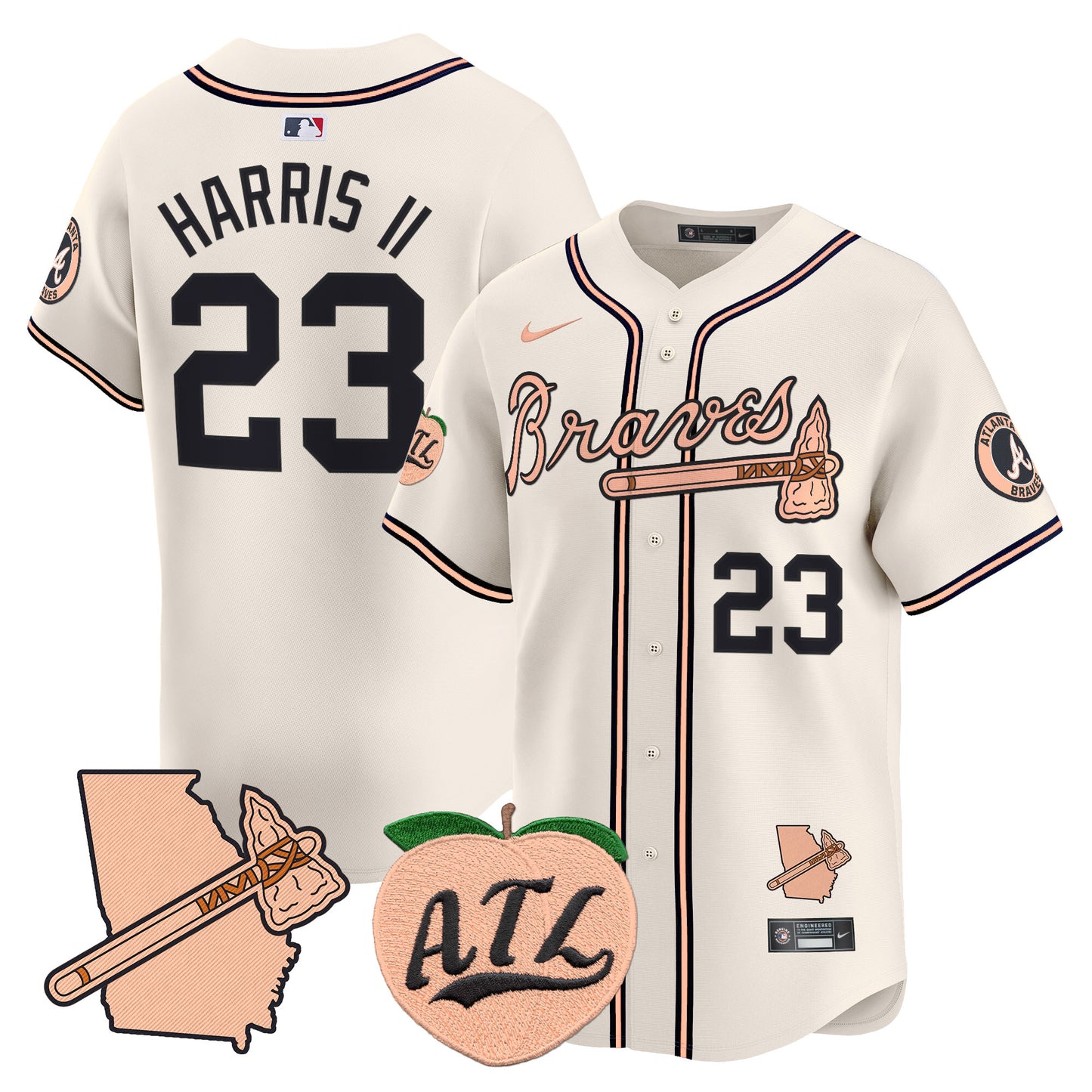 Atlanta Braves Peach Vapor Premier Limited Jersey - All Stitched