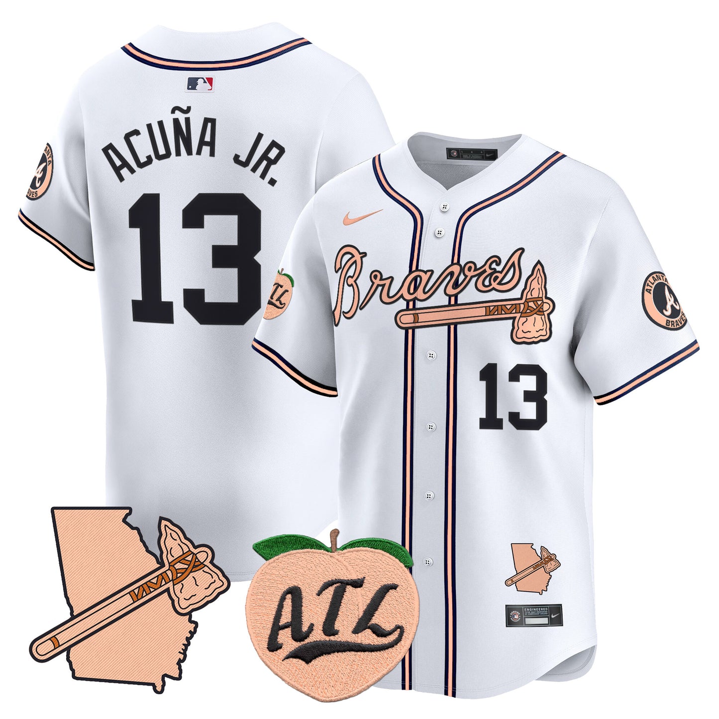 Atlanta Braves Peach Vapor Premier Limited Jersey - All Stitched