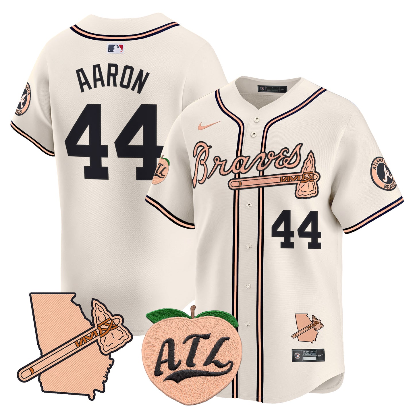 Atlanta Braves Peach Vapor Premier Limited Jersey - All Stitched