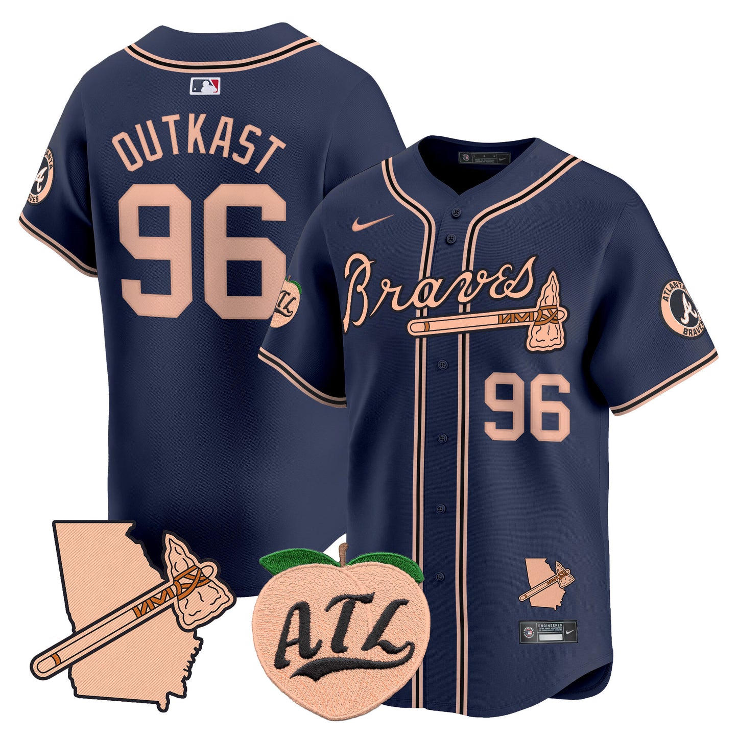 Atlanta Braves Peach Vapor Premier Limited Jersey - All Stitched