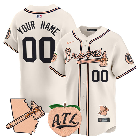 Atlanta Braves Peach Vapor Premier Limited Custom Jersey - All Stitched