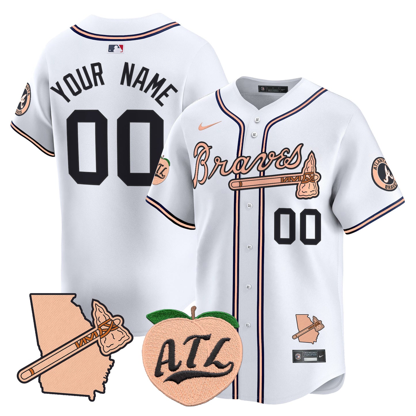 Atlanta Braves Peach Vapor Premier Limited Custom Jersey - All Stitched