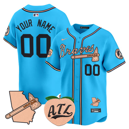 Atlanta Braves Peach Vapor Premier Limited Custom Jersey - All Stitched