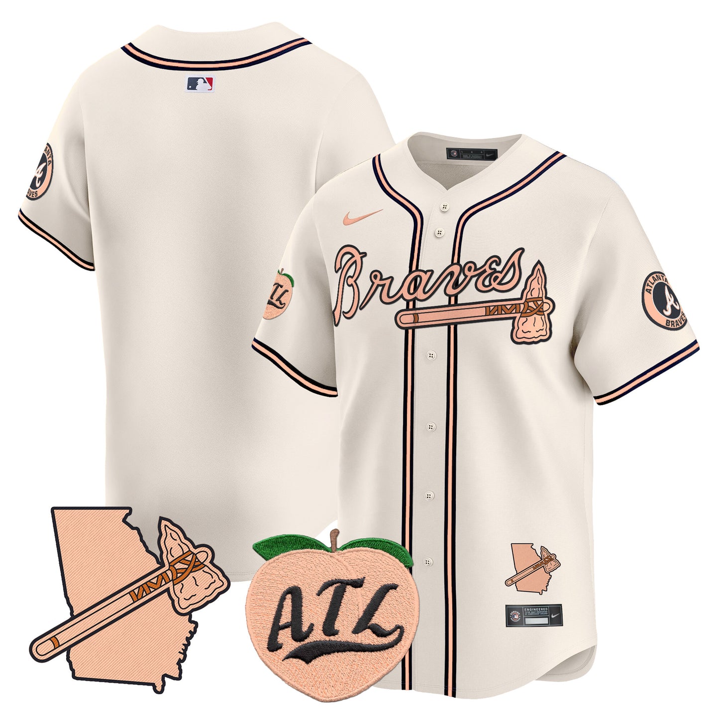 Atlanta Braves Peach Vapor Premier Limited Jersey - All Stitched