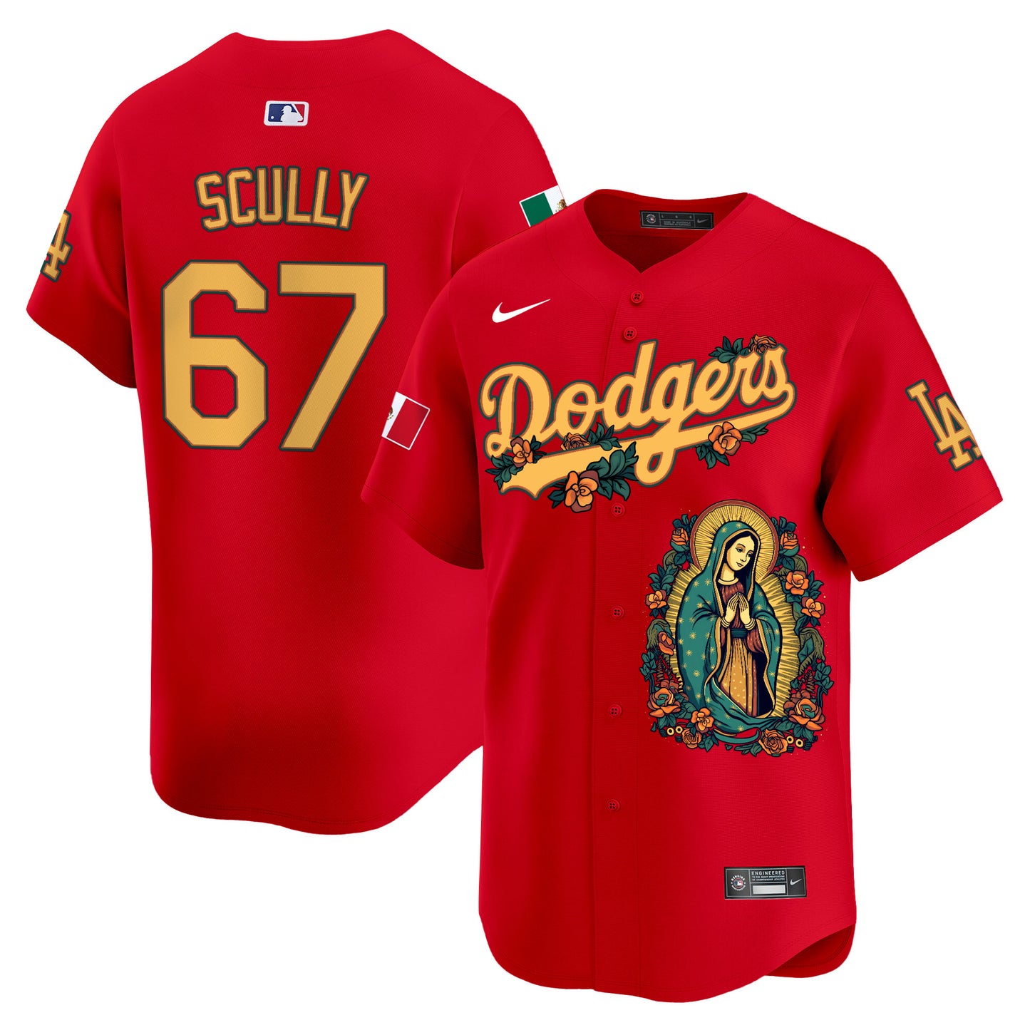 Dodgers Mexico Guadalupe Vapor Premier Limited Jersey - Printed