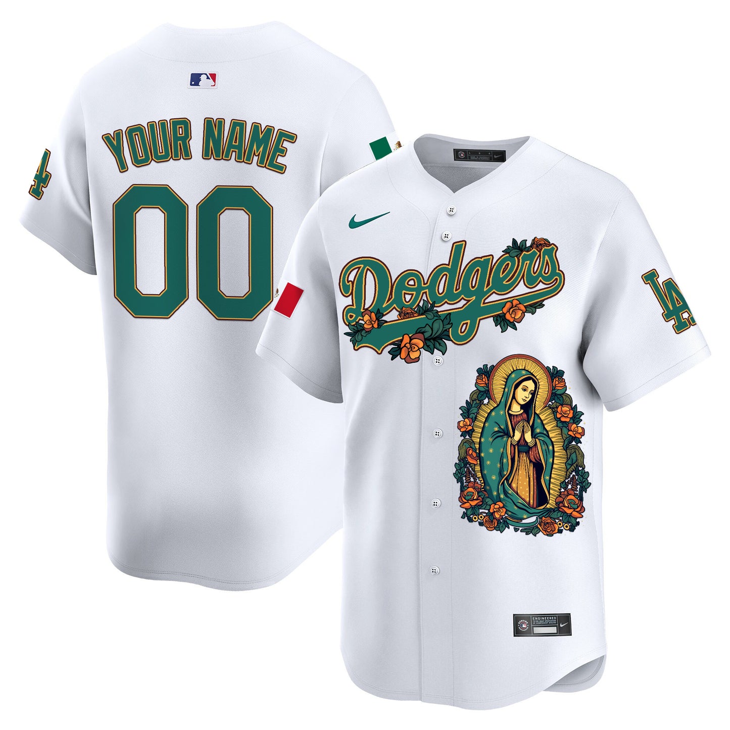 Dodgers Mexico Guadalupe Vapor Premier Limited Custom Jersey - Printed