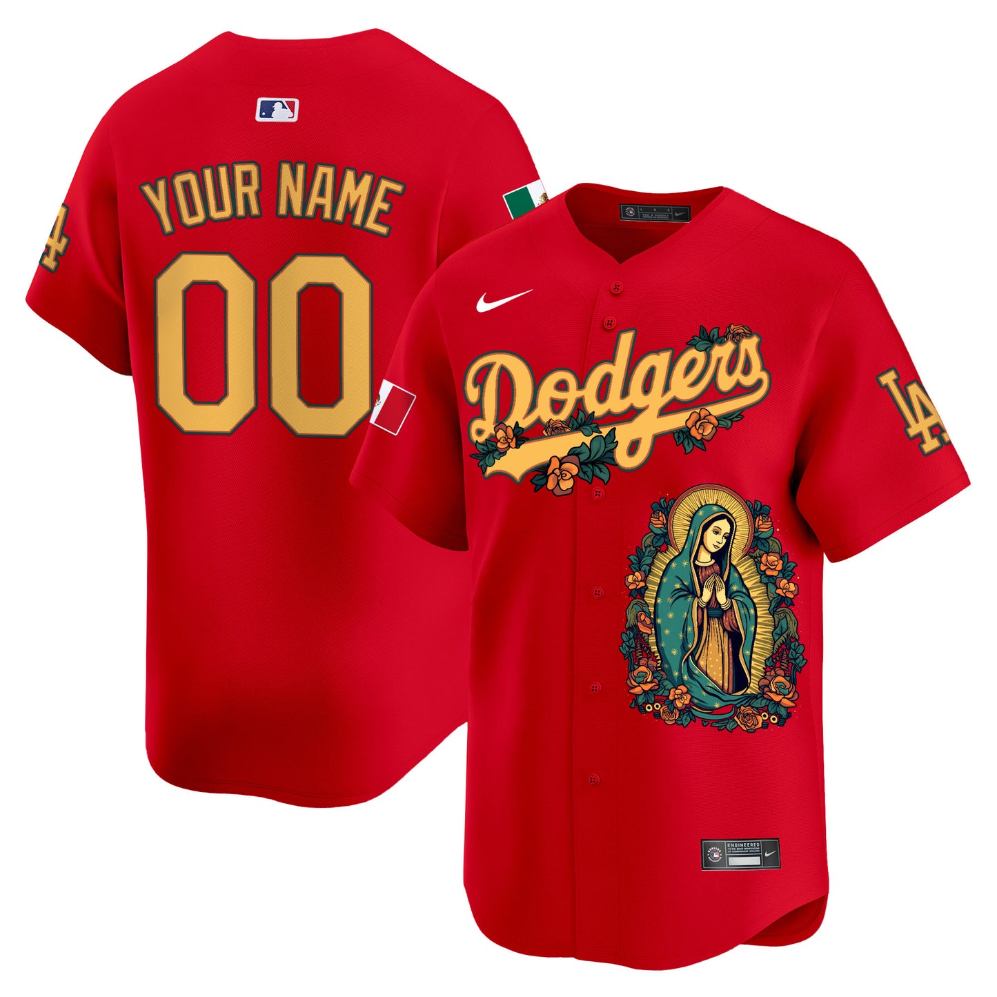 Dodgers Mexico Guadalupe Vapor Premier Limited Custom Jersey - Printed