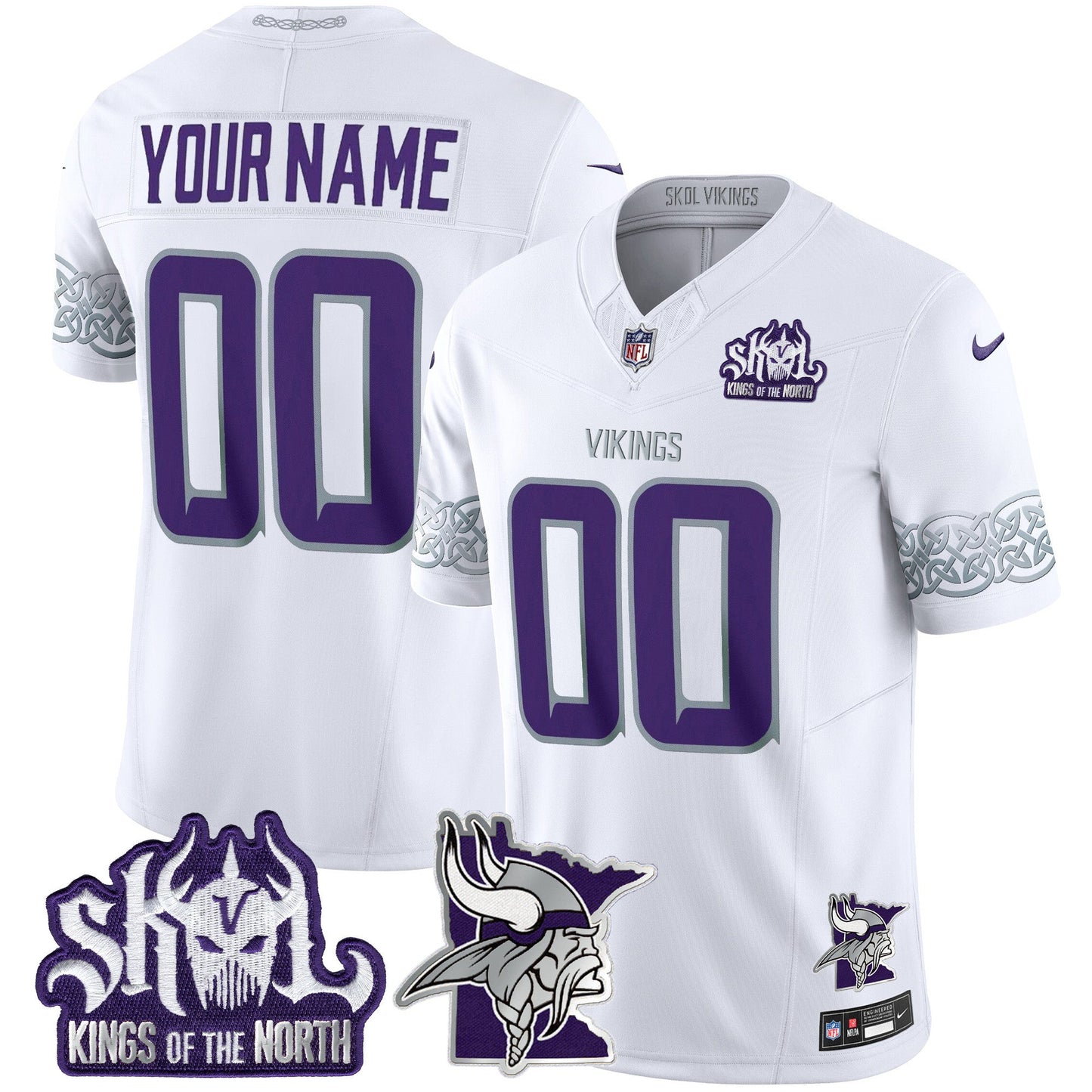 Minnesota Vikings 2024 Winter Warrior Skol Patch Vapor Limited Custom Jersey V2 - All Stitched