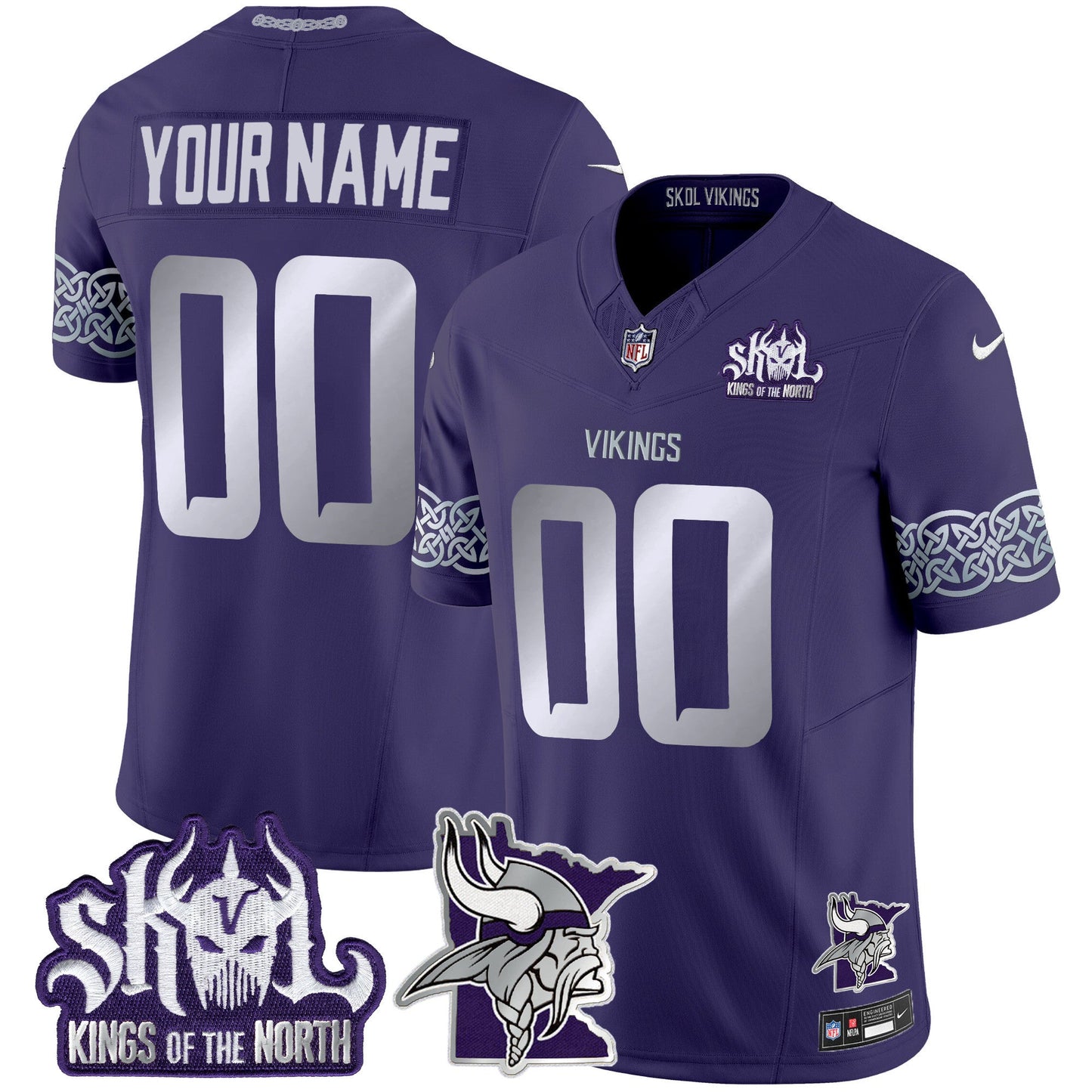 Minnesota Vikings 2024 Winter Warrior Skol Patch Vapor Limited Custom Jersey V2 - All Stitched