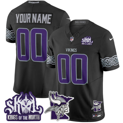 Minnesota Vikings 2024 Winter Warrior Skol Patch Vapor Limited Custom Jersey V2 - All Stitched