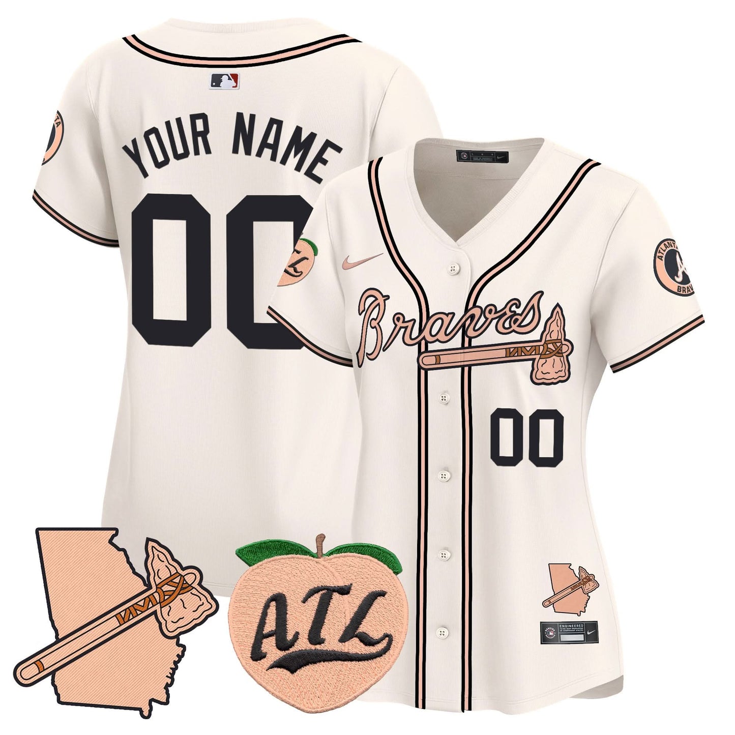Atlanta Braves Peach Vapor Premier Limited Custom Jersey - All Stitched