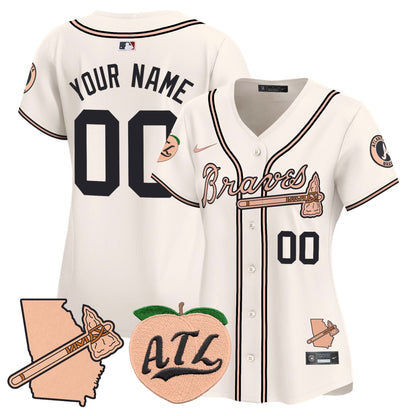 Atlanta Braves Peach Vapor Premier Limited Custom Jersey - All Stitched