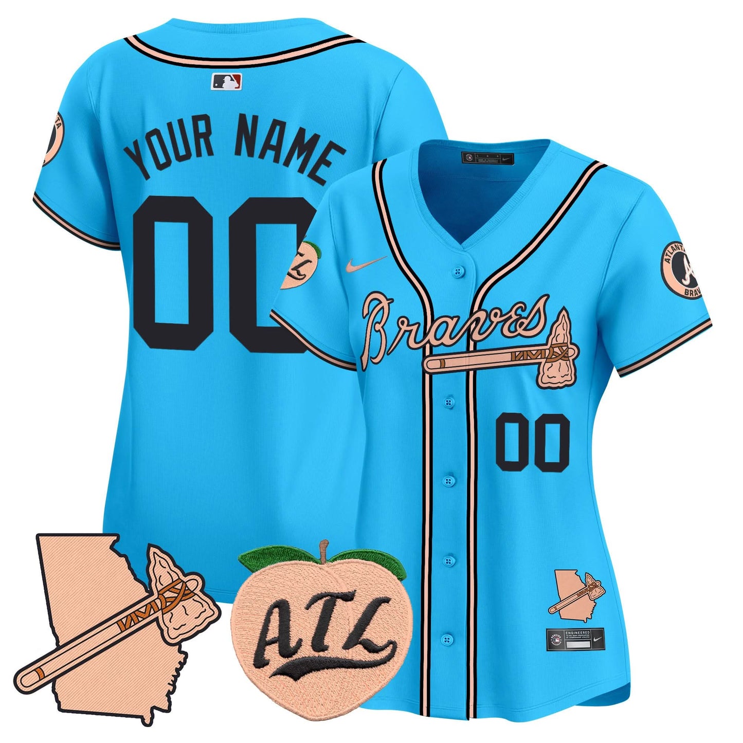 Atlanta Braves Peach Vapor Premier Limited Custom Jersey - All Stitched