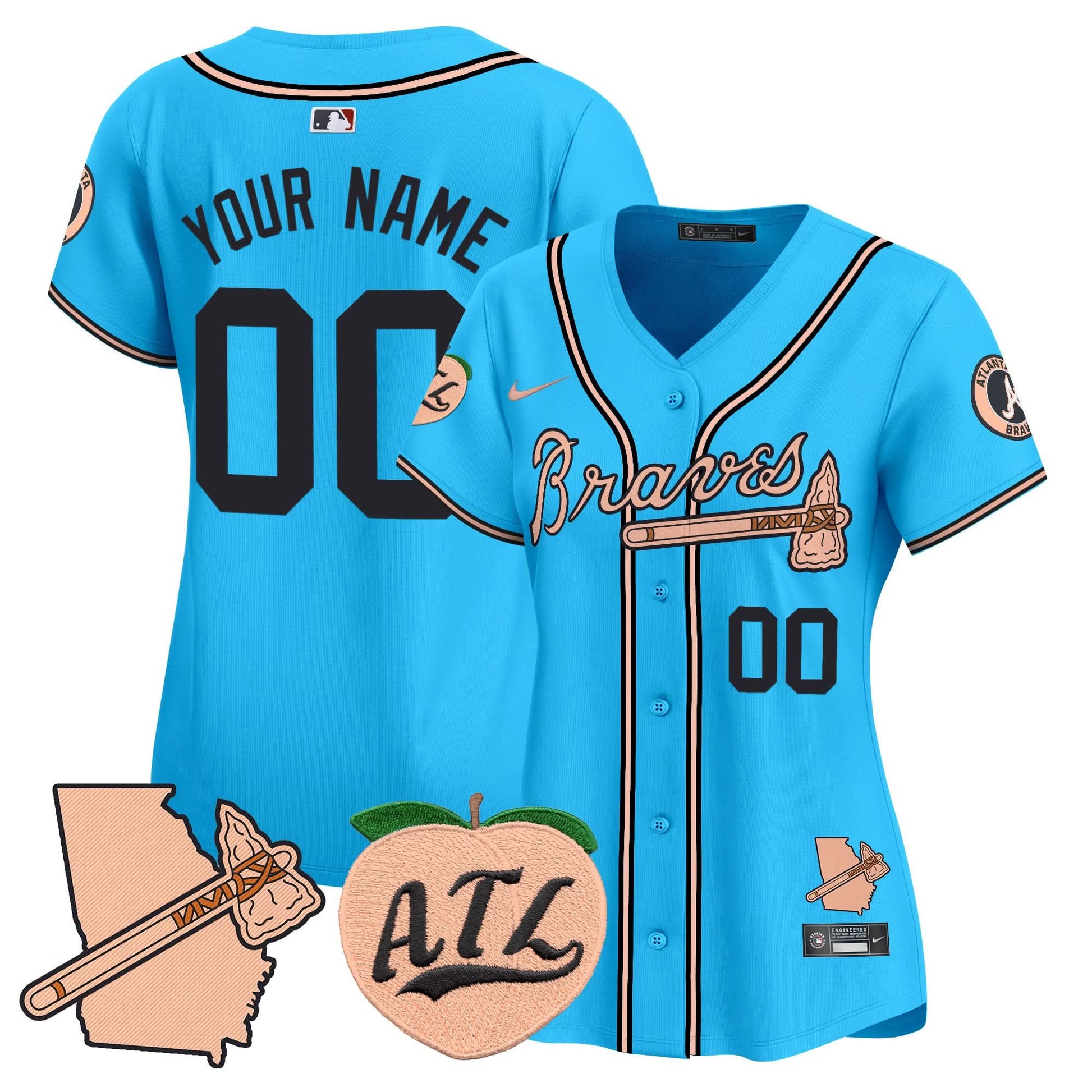 Atlanta Braves Peach Vapor Premier Limited Custom Jersey - All Stitched