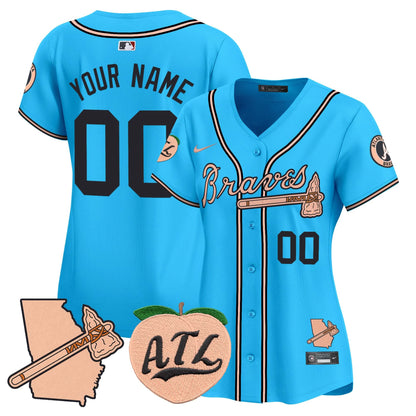 Atlanta Braves Peach Vapor Premier Limited Custom Jersey - All Stitched