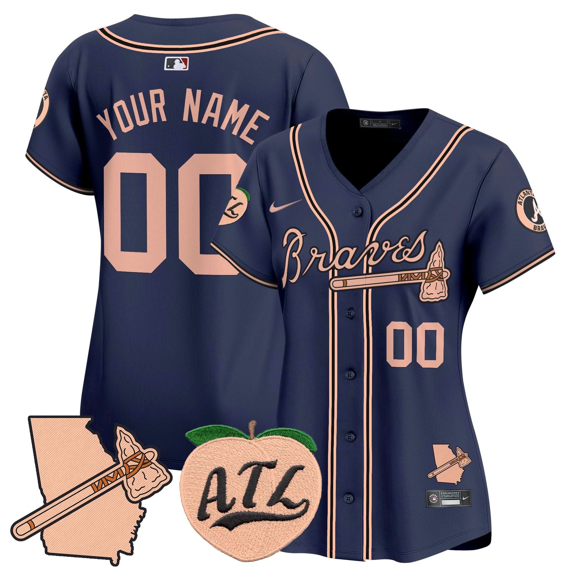Atlanta Braves Peach Vapor Premier Limited Custom Jersey - All Stitched