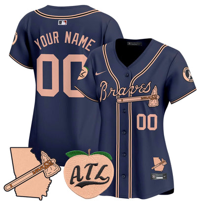 Atlanta Braves Peach Vapor Premier Limited Custom Jersey - All Stitched