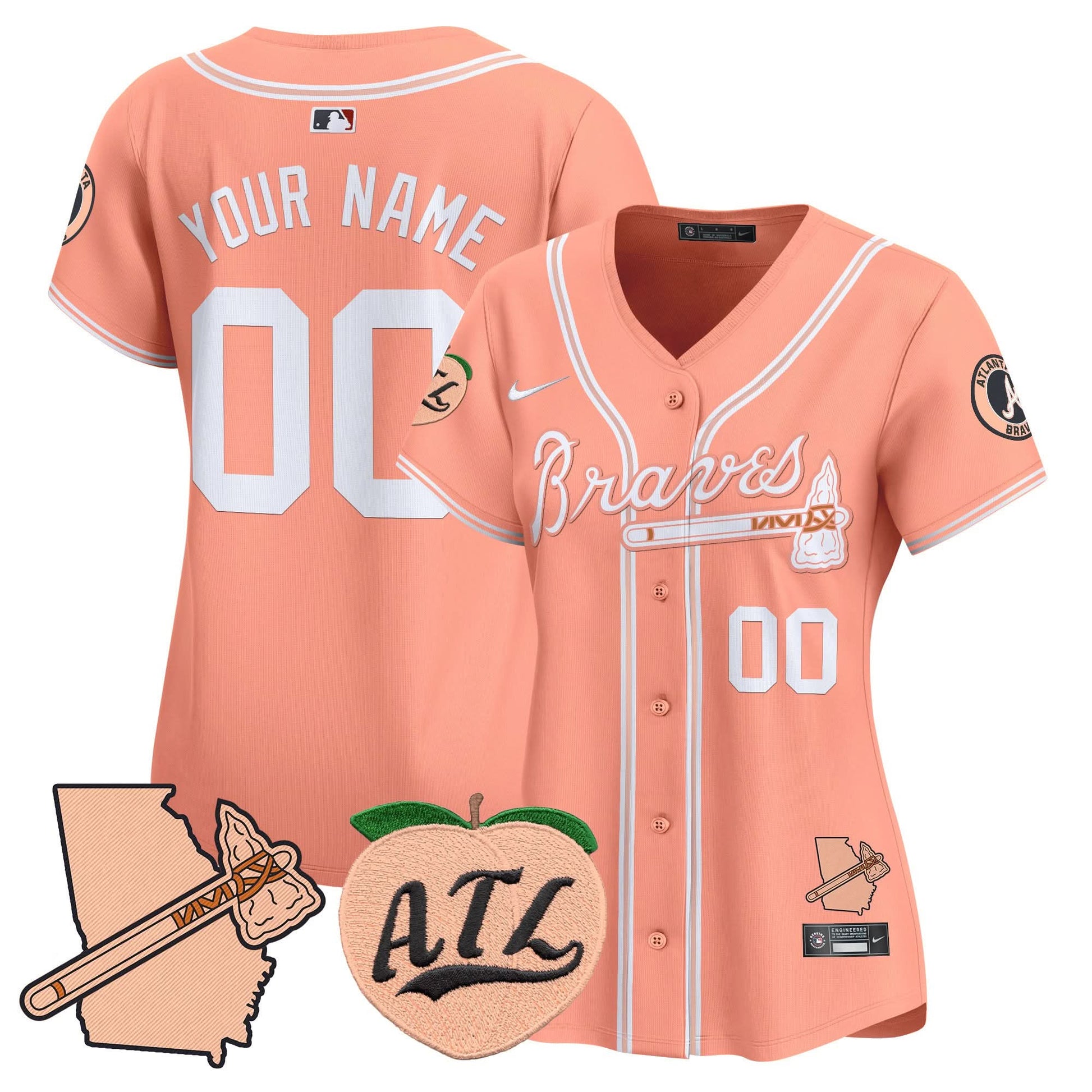 Atlanta Braves Peach Vapor Premier Limited Custom Jersey - All Stitched