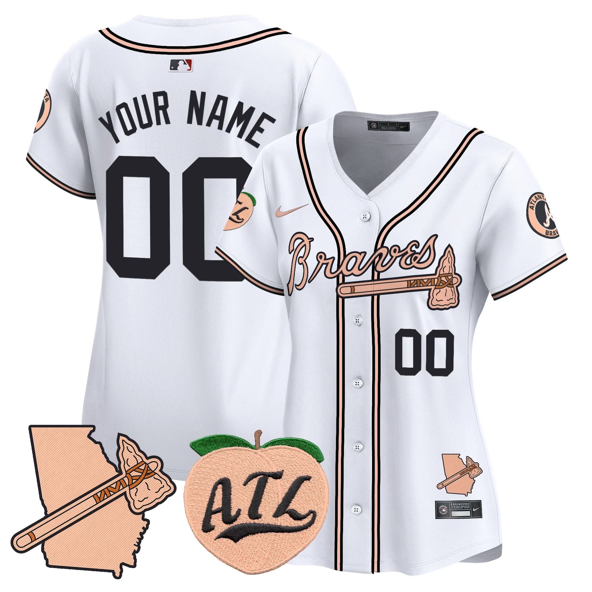 Atlanta Braves Peach Vapor Premier Limited Custom Jersey - All Stitched
