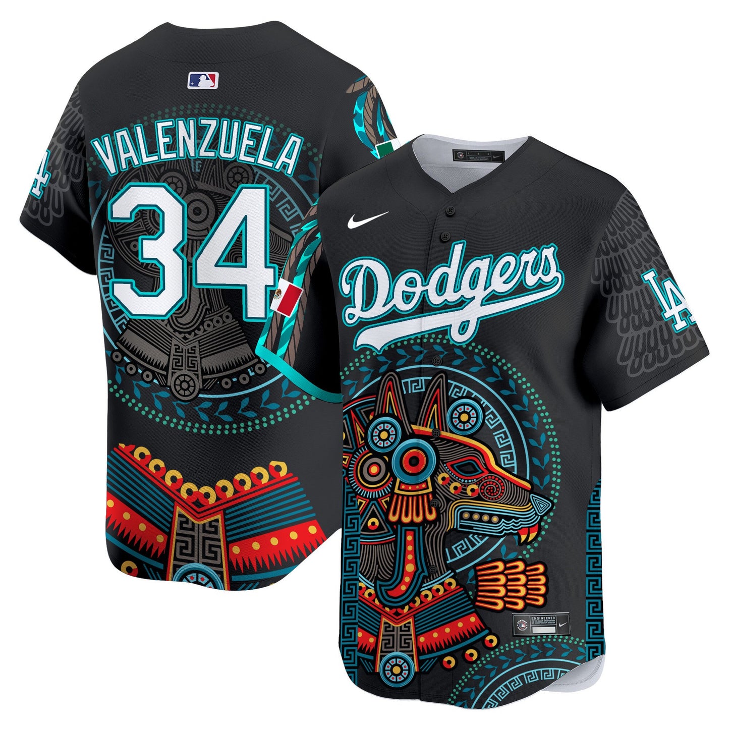 Dodgers Mexico Xoloitzcuintle Aztec Vapor Premier Limited Jersey - Printed