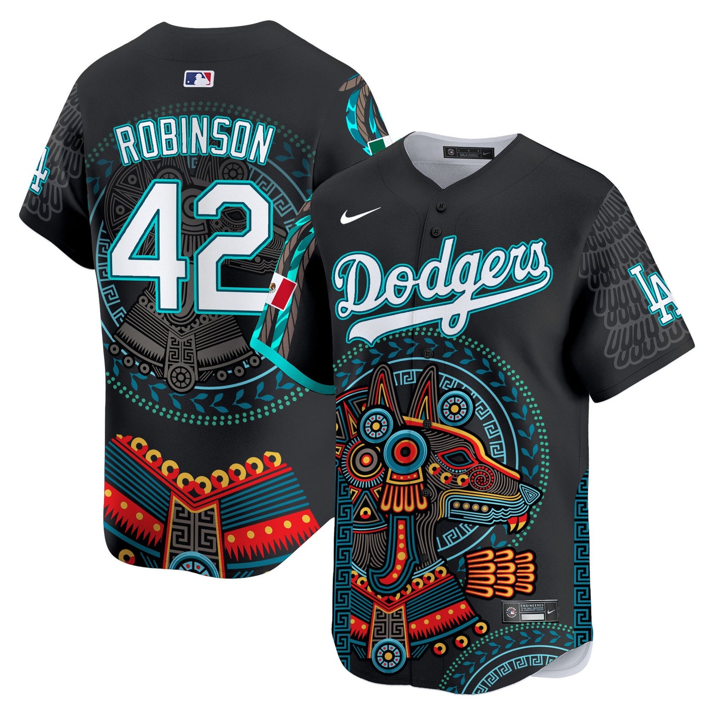 Dodgers Mexico Xoloitzcuintle Aztec Vapor Premier Limited Jersey - Printed