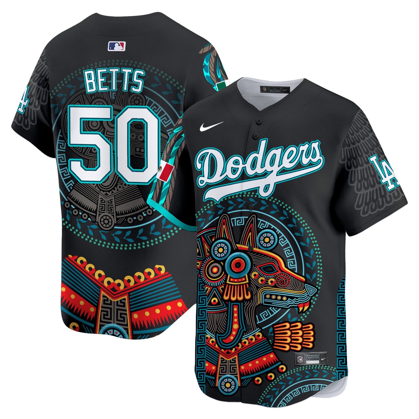 Dodgers Mexico Xoloitzcuintle Aztec Vapor Premier Limited Jersey - Printed