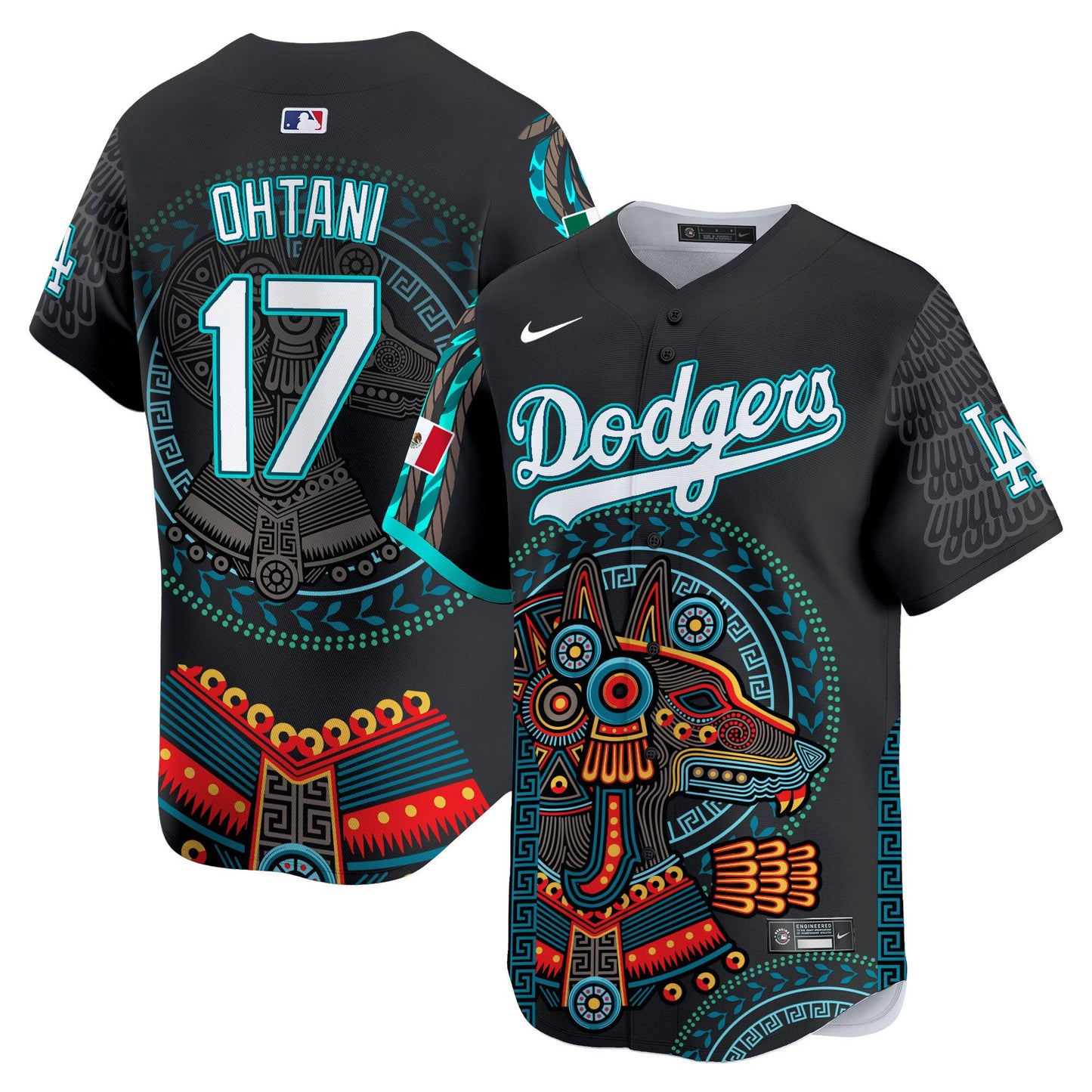 Dodgers Mexico Xoloitzcuintle Aztec Vapor Premier Limited Jersey - Printed