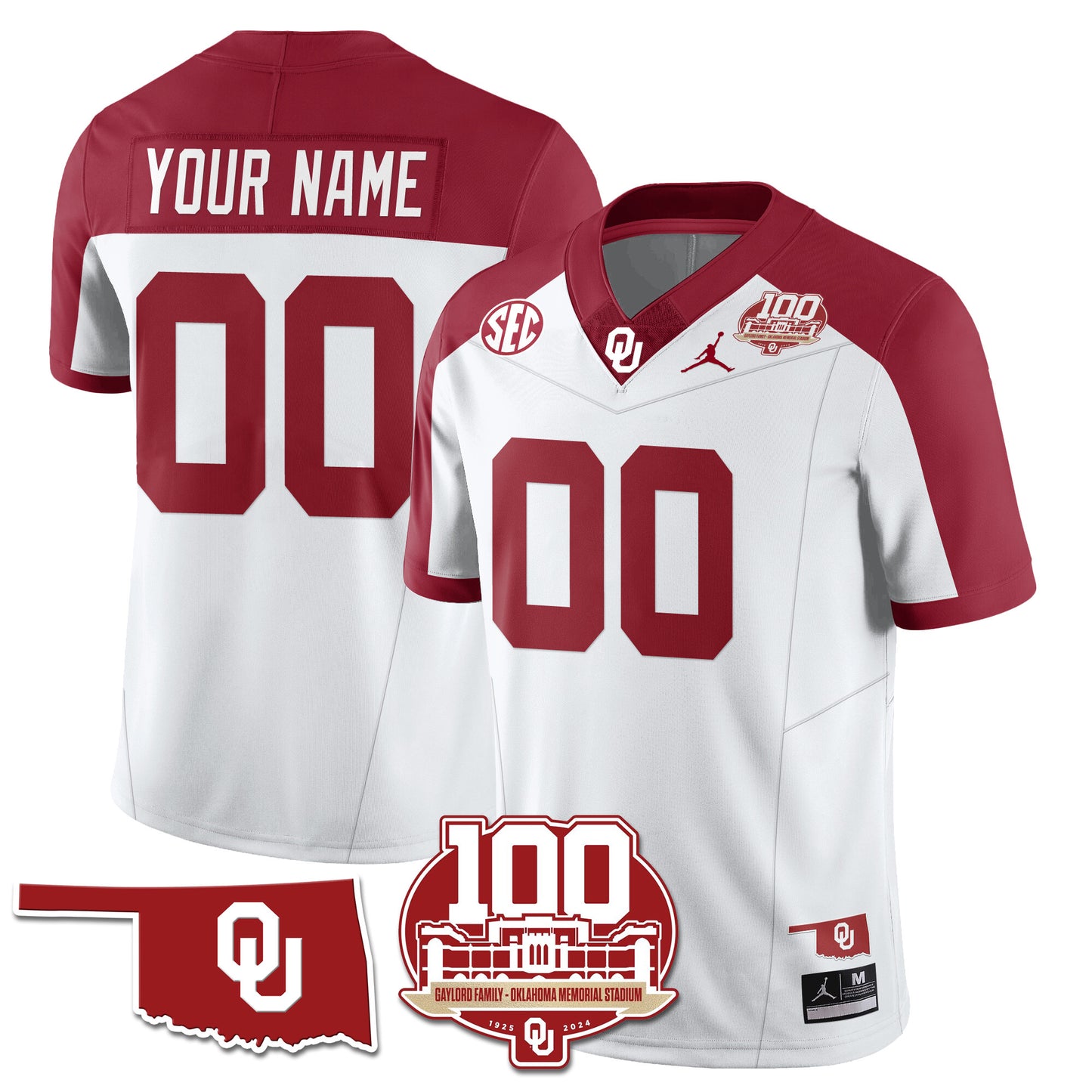 Custom Oklahoma Sooners 1946-56 Throwback Uniforms - 100th Season - All Stitched