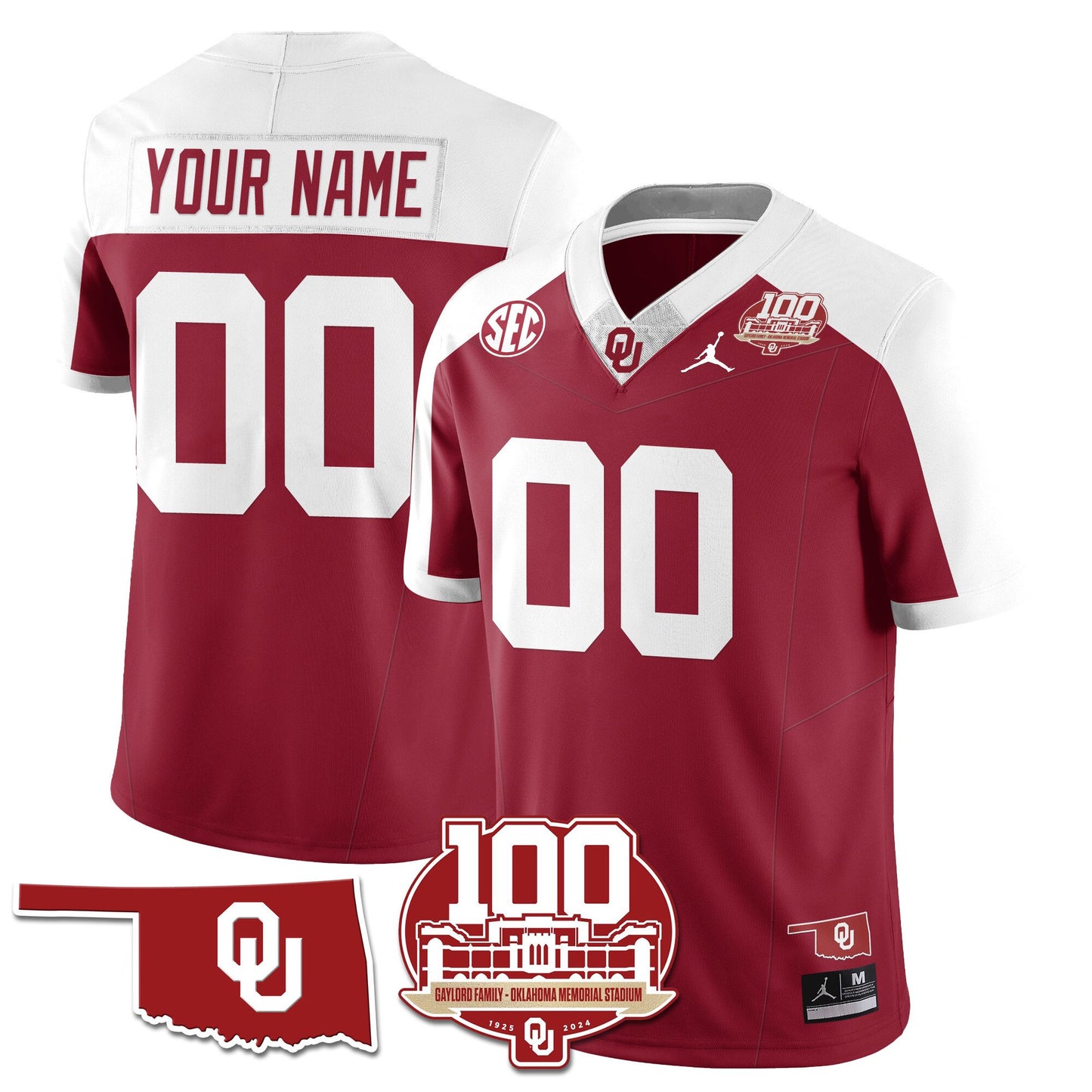 Custom Oklahoma Sooners 1946-56 Throwback Uniforms - 100th Season - All Stitched