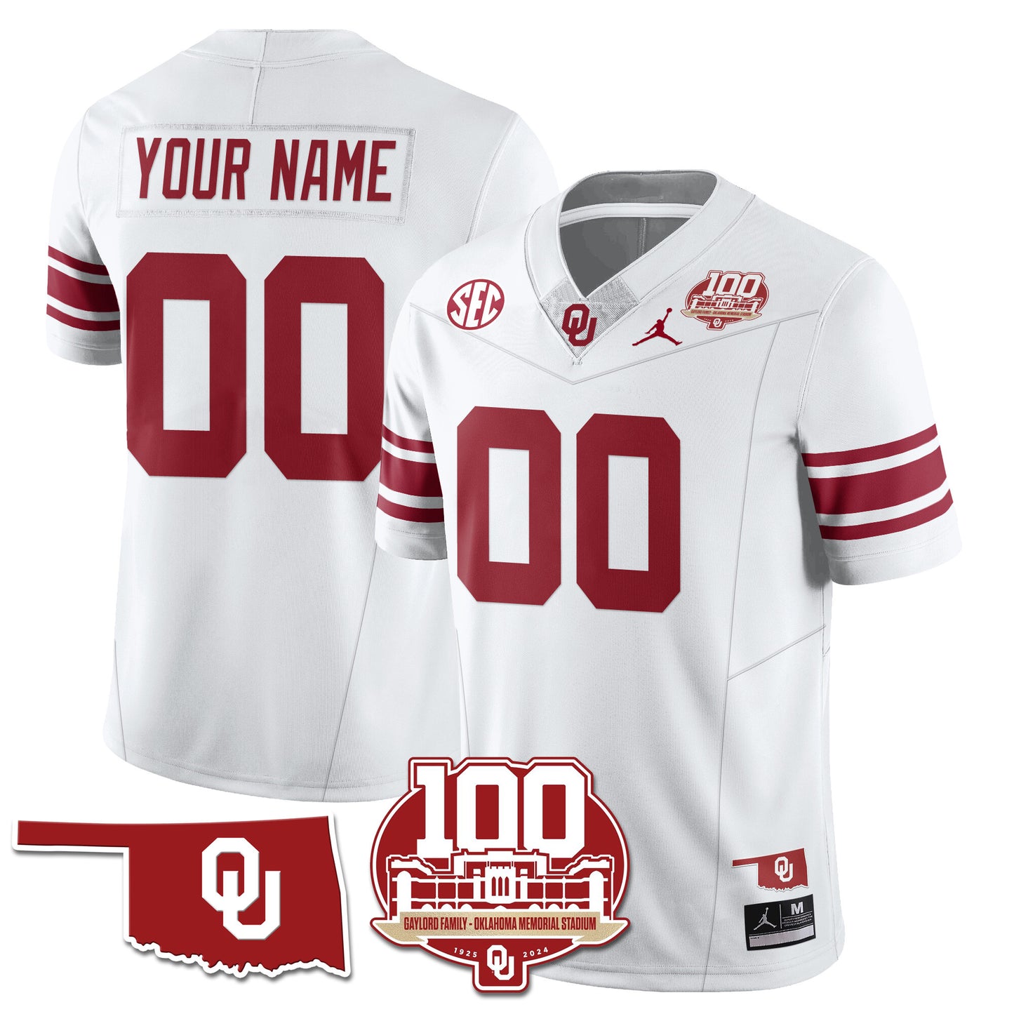 Custom Oklahoma Sooners 1946-56 Throwback Uniforms - 100th Season - All Stitched